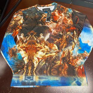 Reason Mens Multicolor Long Sleeves Crew Neck Graphic Pullover T Shirt Size L